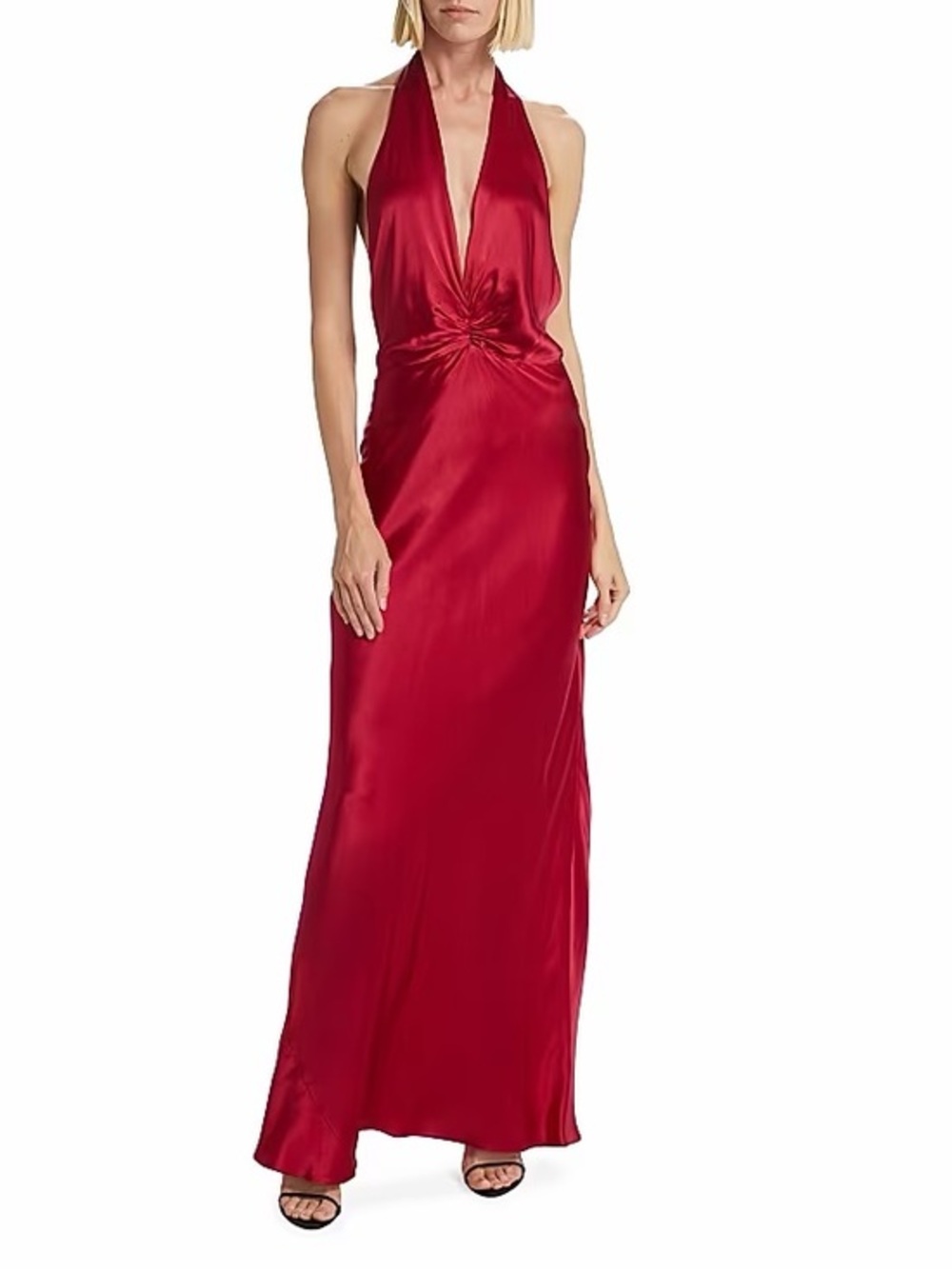 The Bar Grayson Rosette Halter Gown Chianti Size 4 $568